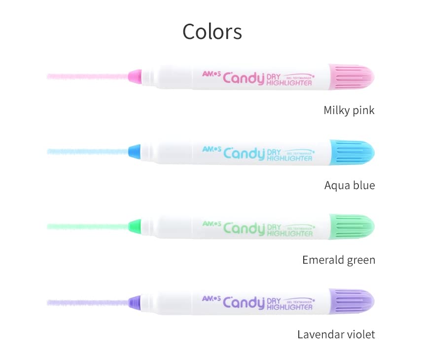 Motex Amos Twistable Dry Highlighter - Pastel/Candy Colours Set of 4 Pieces - Made in Korea 1