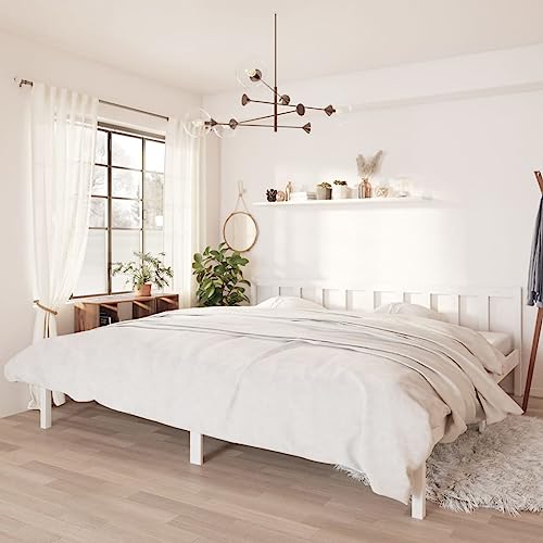 Myheimly Kiefer Massivholzbett Bettgestell Bett Holzbett Futonbett Bettrahmen Schlafzimmerbett Schlafzimmermöbel Weiß,180 x 200 cm