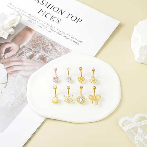 LEE&RO Belly Button Ring 14G Belly Piercing Jewelry Navel Rings Stainless Steel Belly Rings3