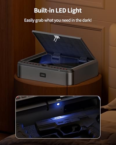 Image of BILLCONCH Gun Safe for Handgun - Biometric Gun Safe 4 Ways Quick Access with Fingerprint /Full-digital Keypad /Key /APP Lock Handgun Pistol Safe for Nightstand Bedside Home