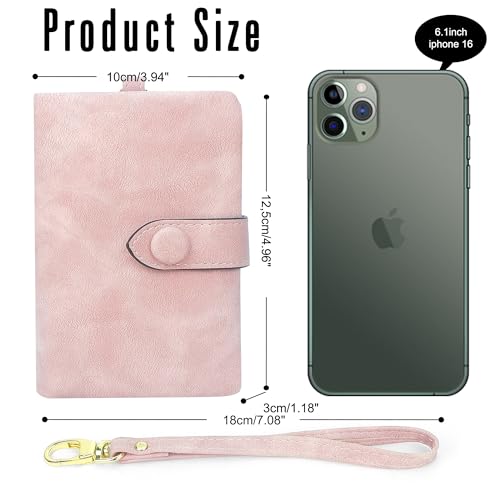 Image of CONISY Small Wristlet Wallets for Women, Leather Bifold RFID Wallet with ID Window Zipper Coin Purse | Small