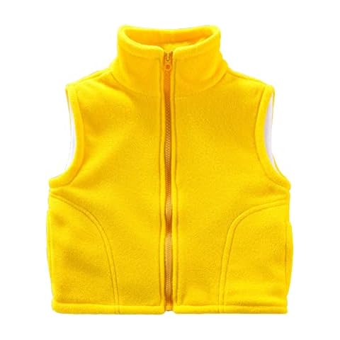 Ohrwurm Kids Boy's Sleeveless Jacket Zipper Warm Fleece Vest with Pocket, Autumn and Winter Sweater Outfit, Yellow, 7-8 Years Cover