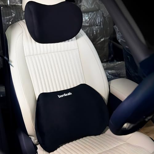 Image of Neck Rest & Lumbar Seat Cushion Combo Memory Foam Car Seat Back Support, Orthopedic Lumbar Back Rest for Back Pain Relief, Office Chair & CarBack Support Support Pillow