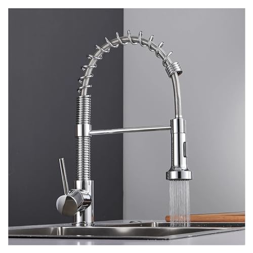 Grifo de lavabo anti salpicaduras con doble caño giratorio para regular temperatura 6