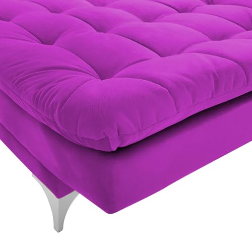 Image of Krancy Solid Wood 3 Seater Sofa Cum Bed with Ottomon | Convertible Wooden Couch for Living Room, Home & Office | Modern Designer Furniture | 1 Year Warranty | Pink Color