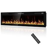 Eueiriup 2025Newly Upgraged 72 inch Ultra Thin Electric Fireplace Inserts and Wall Mounted with Remote Control & Touch Screen 1500W Fireplace Heater with Timer