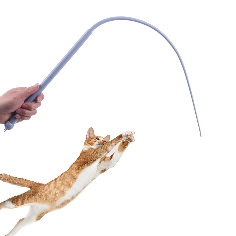 DONGKER Cat Teaser Poles,Silicone Wiggling Tail Kitten Wand Toy Mouse Tail Shape for Bored Indoor Cats and Kittens