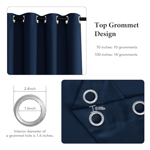 Image of RYB HOME Blackout Sliding Door Curtain, Thermal Insulated&Privacy Drape for Patio /Living Room /Bedroom, Extra Wide Room Divider Curtain, Window Treatment, Navy Blue, W100 x L84, 1 Panel