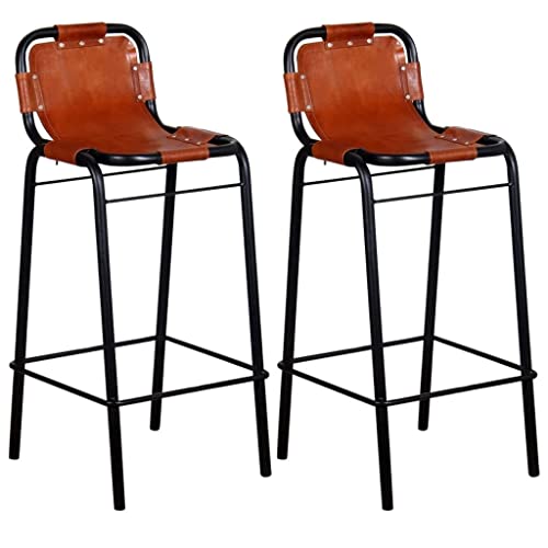 Vidaxl Bar Stools 2 Pcs Real Leather #TOP8