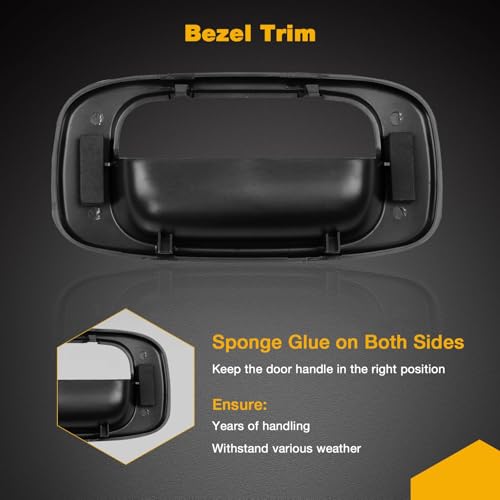 Image of Gledewen Tailgate Handle Latch and Bezel Trim with Rod Clips | for 1999-2007 Chevy Silverado GMC Sierra 1500 2500 3500 | Replaces# 15997911, 15228539, 15228541, 15228540