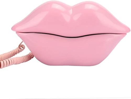 Teléfono fijo en forma de labio, teléfono fijo con cable en forma de boca roja, teléfono de labios de dibujos animados teléfono fijo de escritorio