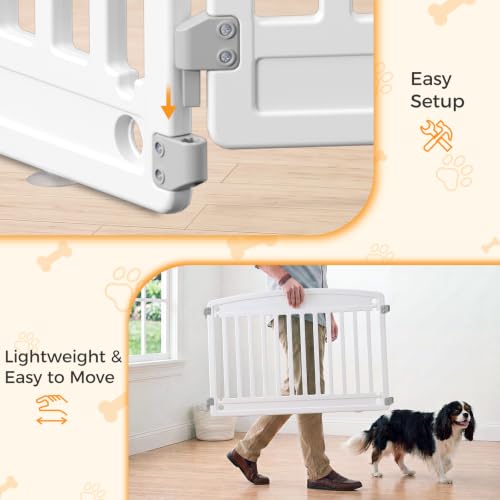 Image of NEWBULIG Dog Playpen 6-Panel, 24IN Puppy Playpen, Stable Dog Play Pen Indoors Outdoor with Secure Locking Door, Plastic Pet Fence for Small & Medium Dogs