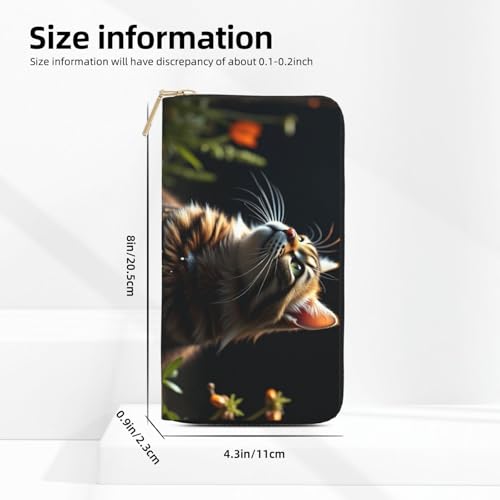 Realistic Brown Cat Print Wallet Women, Leather Bifold Multi Card Wallet, Long Purse Women's Wallets2