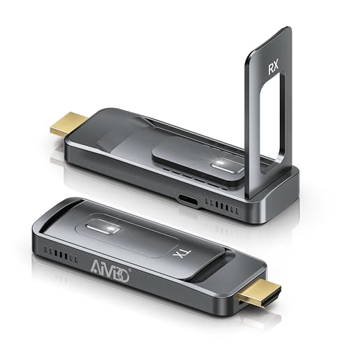 Wireless HDMI, AIMIBO HDMI Transmitter and Receiver 5G, Dual Antenna HDMI Sender und Empfänger,1080P@60HZ, Plug-and-Play, 165FT/50M, Streamen von Video und Audio für Laptop, Kamera, PC, Projektor, TV