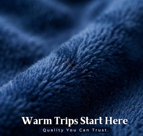 Image of VAS COLLECTIONS Travel Pillow Blanket 2-in-1, Ultra Soft Flannel Blanket with Carry Case, 65x40 Inches, Compact Portable Travel Blanket for Flights, Camping and Travel Comfort (Navy Blue)