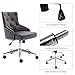 DMF Home Office Chair with High Back, Modern Design Tufted Velvet Desk Task Chair with Arms in Study Bedroom (1201-Grey)