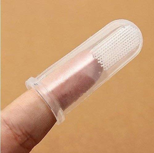 Image of Baby Tongue Cleaning Hygienic & Flexible New Born Baby Soft Silicon Tounge Toungue Cleaner Finger Manual Toothbrush (Pink), 1 count