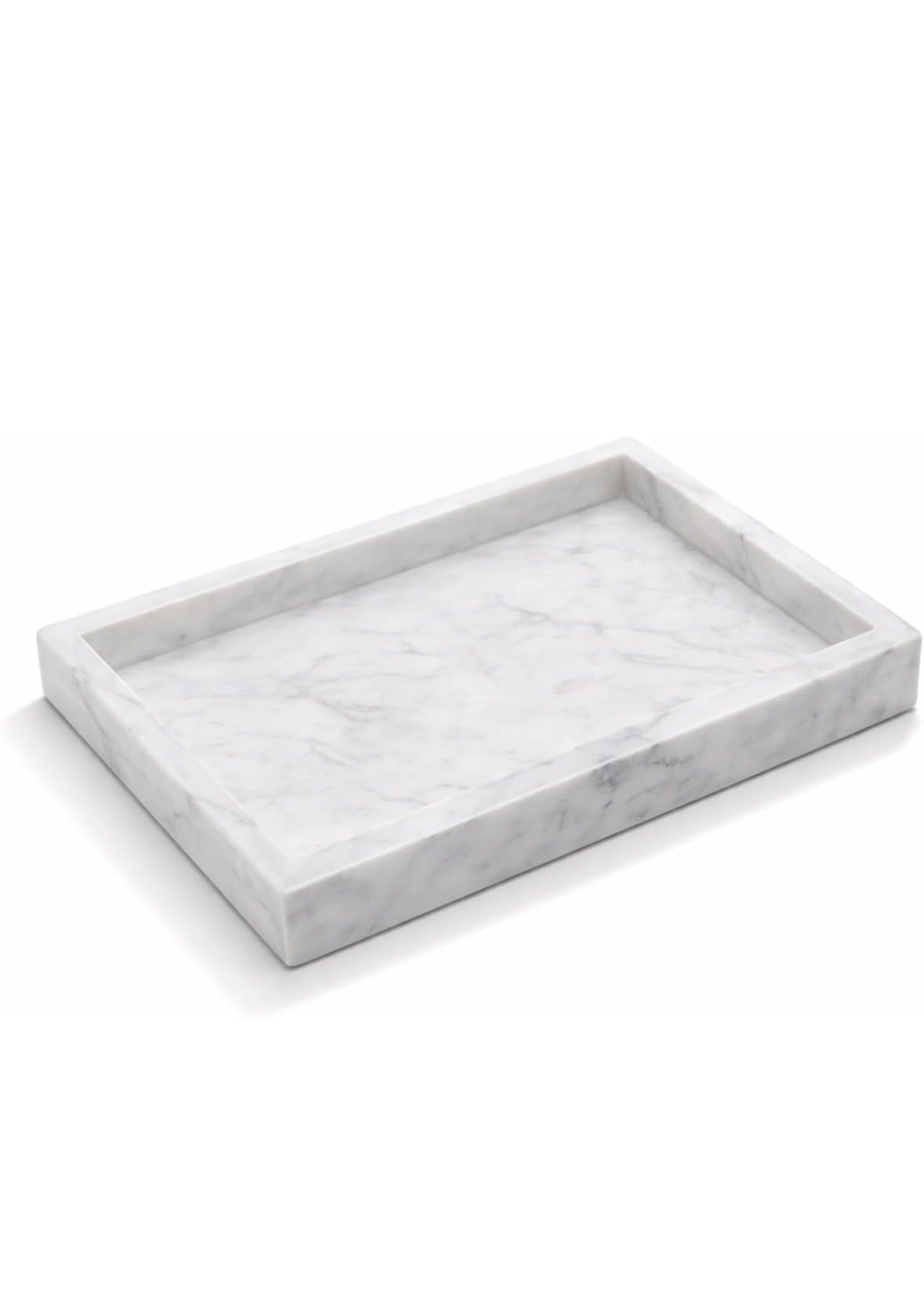 Natural White Marble Tray, Medium | Stone Organizer, For Vanity, Bathroom, Kitchen, Coffee Table, For Soap, Candles, Perfume, Tissues, Plants & Jewelry-picture-16