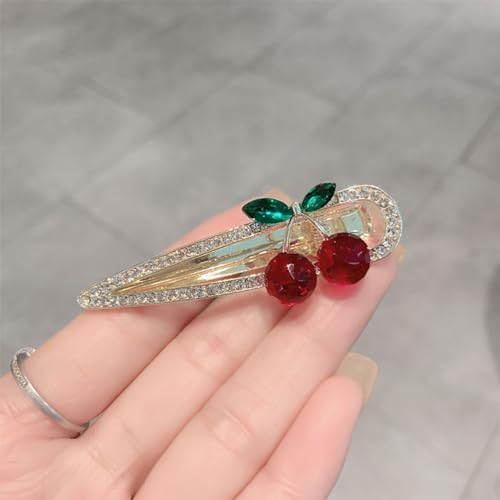 Frcolor J421704X5VQXV 2Pcs Sweet Cherry Hair Clips Rhinestone Cherry Fruit Hair Barrettes Duckbill Clip Hairpins Hair Accessories thumb #4