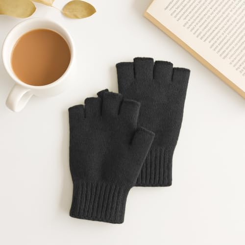 Guantes de lana y cachemira CLASSE77 para hombre sin dedos en color negro y talla única italiana 7