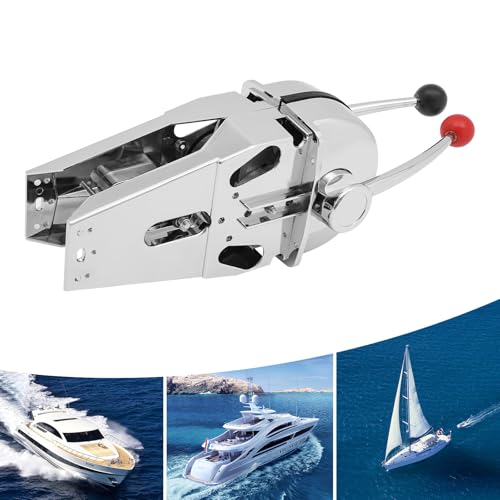 Universal Boat Dual Lever Throttle Control Marine Top Mount Twin Lever Engine Control Zinc Alloy Dual Handle Shift Double Lever Control for Any Type of Boat with Outboard Inboard