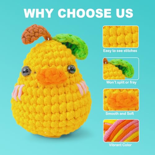 Image of 3 * 50g /1.76oz Yarn for Crocheting and Knitting, 3 * 60yds Beginner Yarn with Easy-to-See Stitches; Worsted-Weight Medium #4;Amigurumi-Friendly Crochet Kit(Yellow+Blue+Pink)