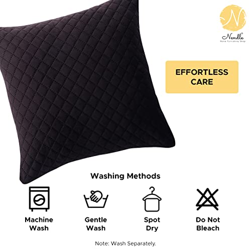 Image of Nendle Luxurious Soft Velvet Solid Color Quilted 210 TC Cushion Covers 16 Inch X 16 Inch Set Of 5 (Dark Brown, 40 * 40 Cm)