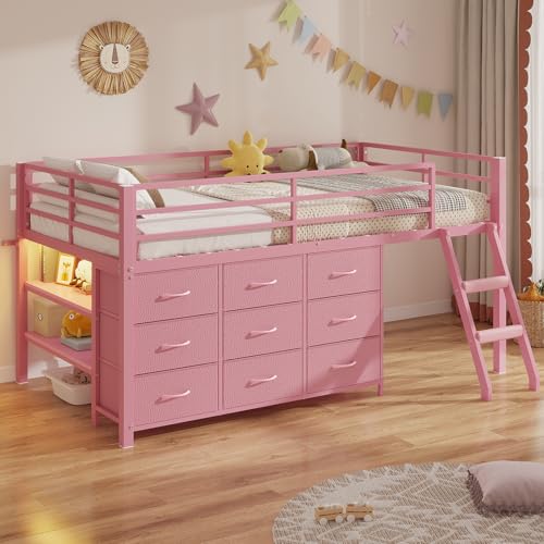 BTHFST Twin Loft Bed for Kids, Low Loft Bed Twin