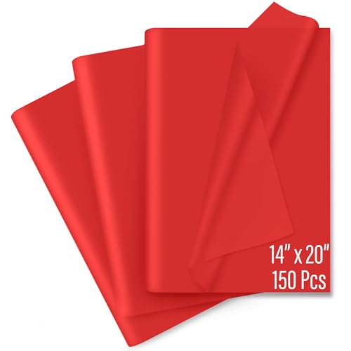 SANZIX 150 Sheets Red Tissue Paper for Gift Bags Bulk 14 x 20 Inches - Christmas Wrapping Paper for Romantic Wrap Valentines Day Bouquet Party Holiday & Xmas Decorations