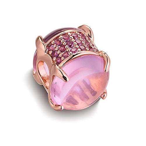 Abalorio de cabujón rosa en plata 925 compatible con pulsera Pandora 5