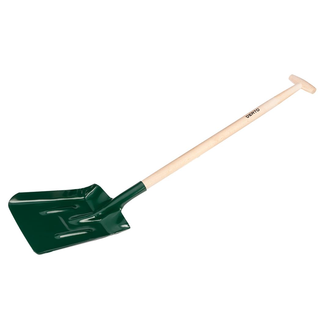 VERTO Utensile professionale per molteplici usi in giardino e costruzione, paletta per vanga con manico ergonomico in legno, utensili da giardino (pala in carbonio – manico a T