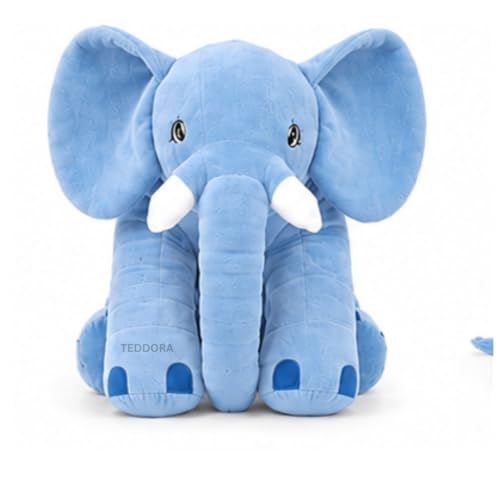 Image of Big Jumbo Elephant Soft Toy for Kids Girls Boys,Sky Blue,Big cushionAnimal Plush Stuffed Baby Teddy Gift Birthday, 60 cm