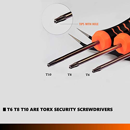 Precision Screwdriver Set of 12, TECKMAN Torx,Phillips,Flathead Screwdriver Set with T3 T4 T5 T6 T8 T10 Torx and Ph0 Ph00 Ph000 Phillips Screwdrivers for Xbox,PS4,Computer and Other Electronic Repairs
