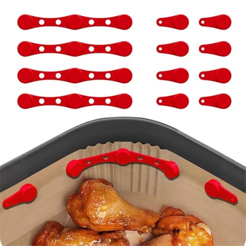 KoiLykke Air Fryer Magnetic Silicone Buckle for Holding Parchment Paper,Secure Fixation with High-Temperature-Resistant Magnets,Food-Safe Odorless,for All Air Fryer Models with Iron Component,4 Sets