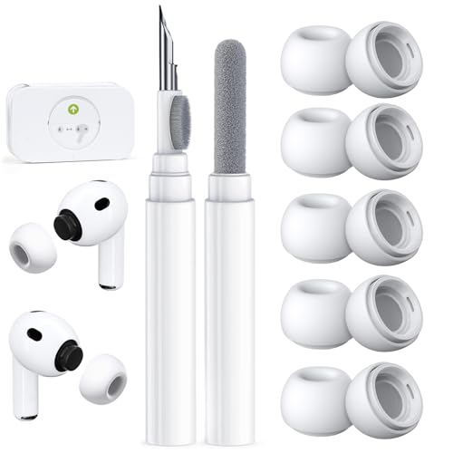 Image of 5 Pairs Replacement Ear Tips for AirPods Pro 3 (XX-Small-White) | (5 Size XXS /XS /S /M /L )Silicone Ear Tips with Cleaner kit,Noise Reduction Holewith & Built-in dust Guard Screen