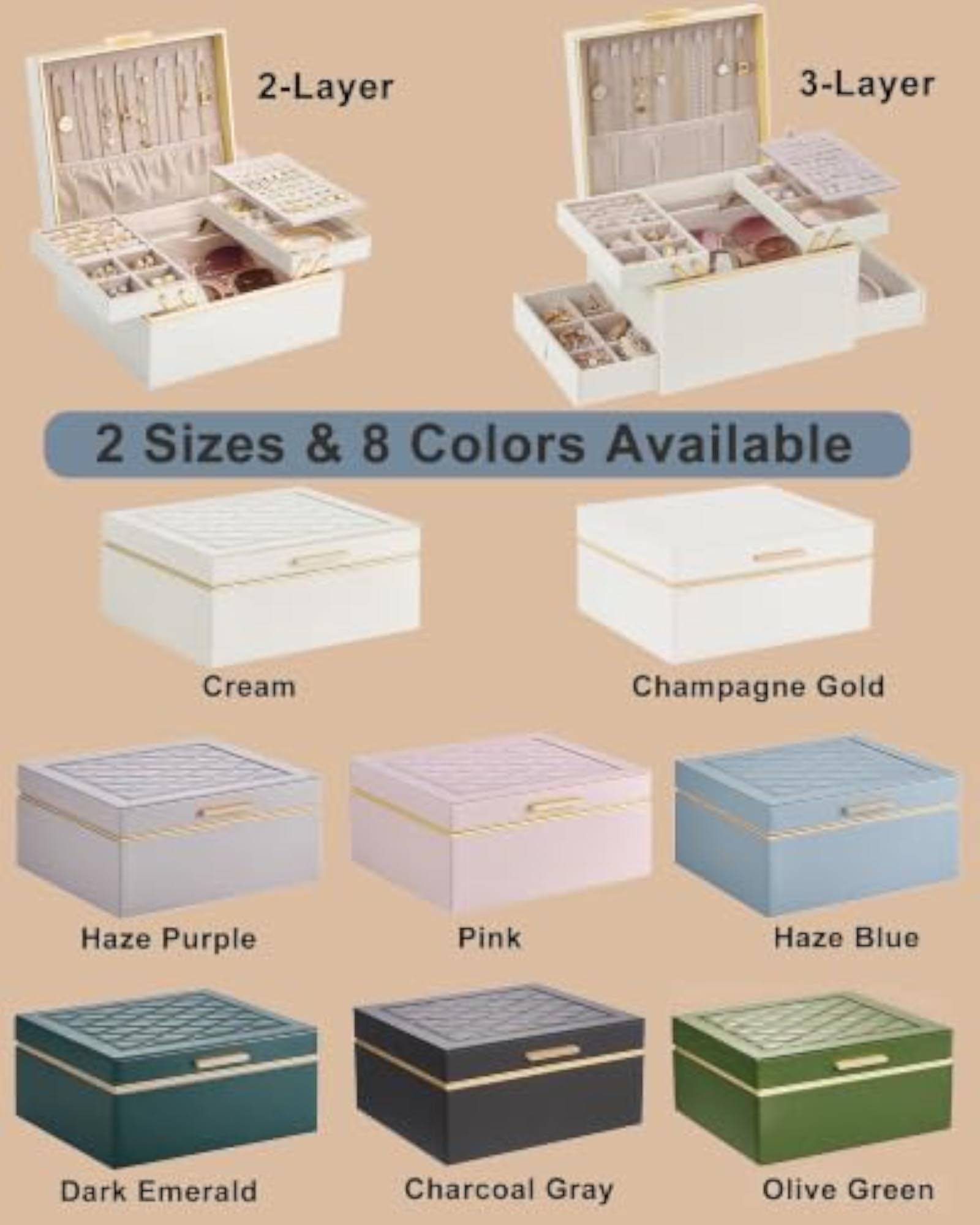 2 Layer Jewelry Organizer Box for Women