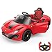 Licensed Ferrari 488 Pista Spider Ride On Car with Speaker, 12V Battery Powered Kids Electric Car, Remote Control, Openable Doors, Leather Seat, Braking System, Spring Suspension, Light, Red