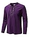 JOGAL Mens Renaissance Shirt Medieval Pirate Viking Halloween Costume Gothic Steampunk Retro Long Sleeve Lace Up Shirts DeepPurple XX-Large