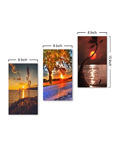 Image of 999STORE Sun Set home room decor framed stylish modern wall frames art for living (Set of 3 Panels Paper Print 24X15 Inches) MDF3Frames008