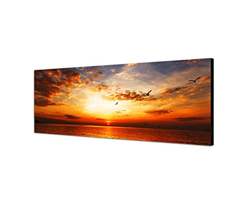 Augenblicke Wandbilder - Impression sur toile panoramique dans la mer, plage, coucher de soleil,...