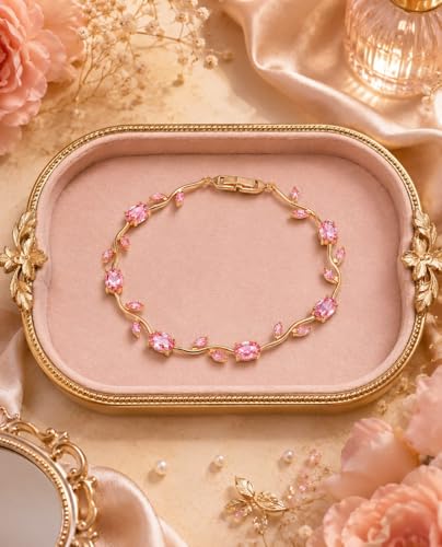 Image of Tulips Bracelet for Women | Floral Charm Adjustable Gold Plated Bracelet for Girls