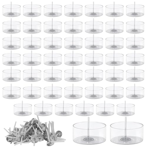 yotutun 50 Pièces Contenant pour Bougie Chauffe Plat, Pot Bougie Vide avec 50 Pièces Mèches...