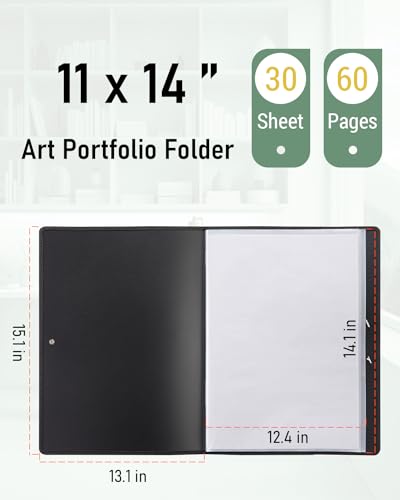 image for Nicpro 11x14 Art Portfolio Folder, 30 Pockets Display 60 Pages Art Pai