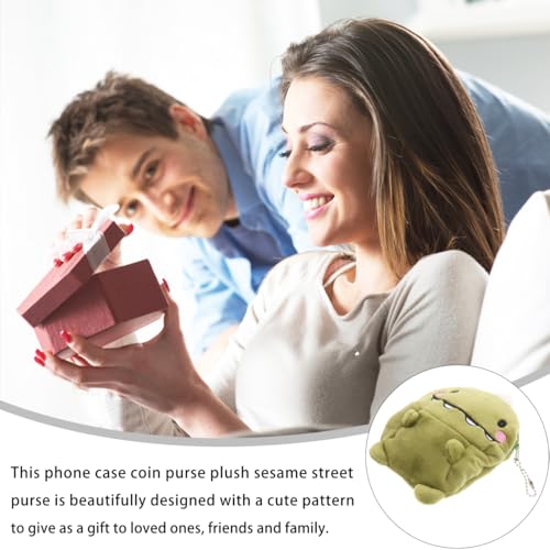 Sosoport Green Dinosaur Coin Purse Plush Cute Coin Pouch Dinosaur Purse Animal Coin Purse Mini Wallet Bag for Women Girls3