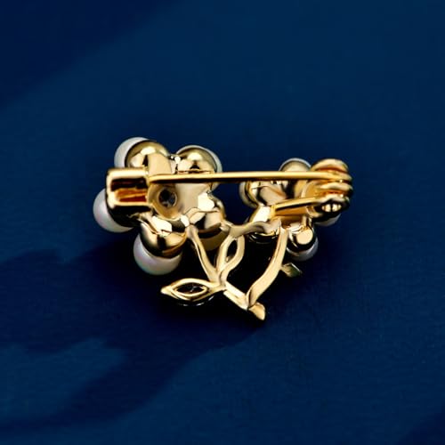 Image of Flower Brooch Pin Rhinestones Pearl Flower Brooches Floral Pin Jewelry for Women Girls