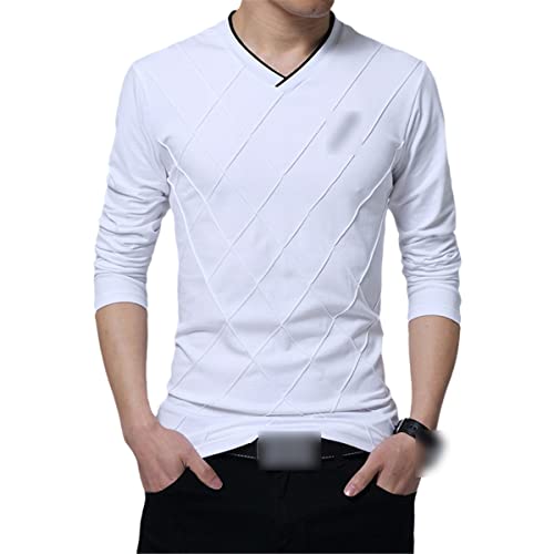 T-shirt élégant homme col en V fin avec finitions plissées