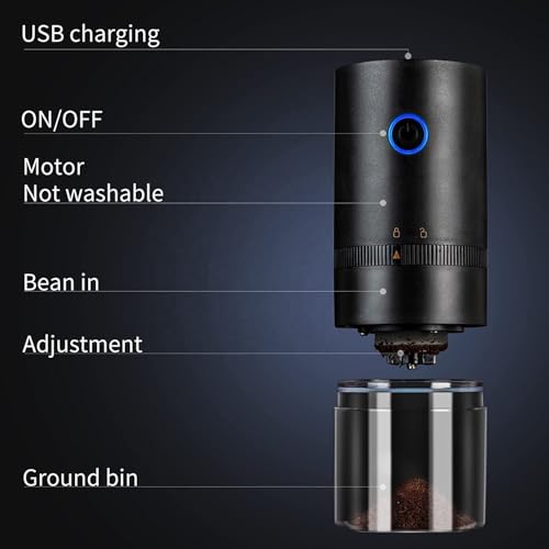 Image of STAR WORK Manual Coffee Grinder Portable Hand Crank Burr Mill with Adjustable Precision Grinding for Espresso, French Press & Pour Over & Travel-Friendly Design. (Automatic - Black)
