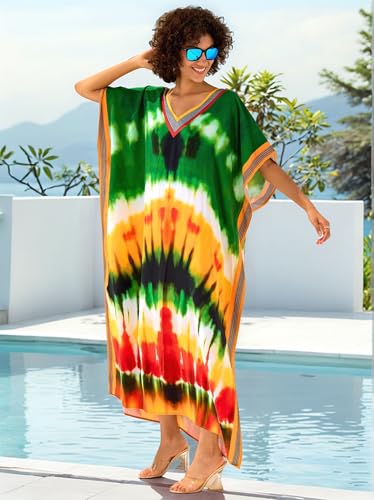 Image of NFVNKJ Women's Plus Size Beach Lounge Kaftan Maxi Dress Swimsuit Coverup for Women