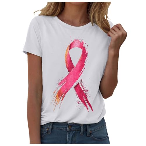 T-shirt Octobre Rose imprimé manches courtes femme vêtements d'été légers