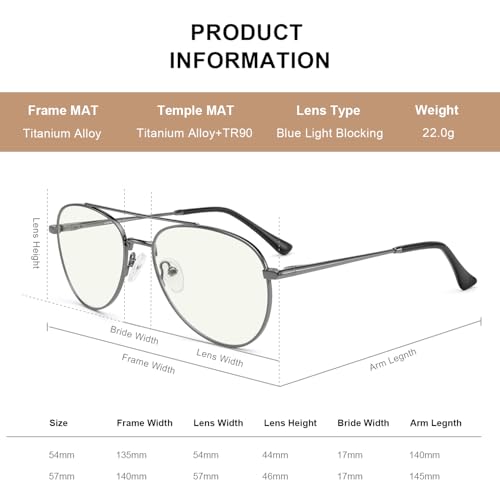Image of Aviator Reading Glasses for men and Women Blue Light Blocking Lens Spring Temple